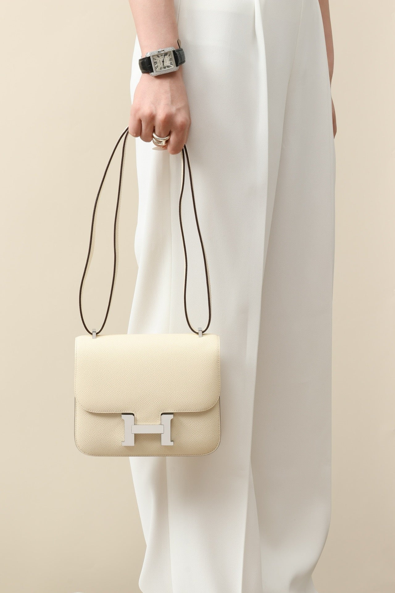 CJ19 19 cm ,  Cream White Epsom leather PHW #4301