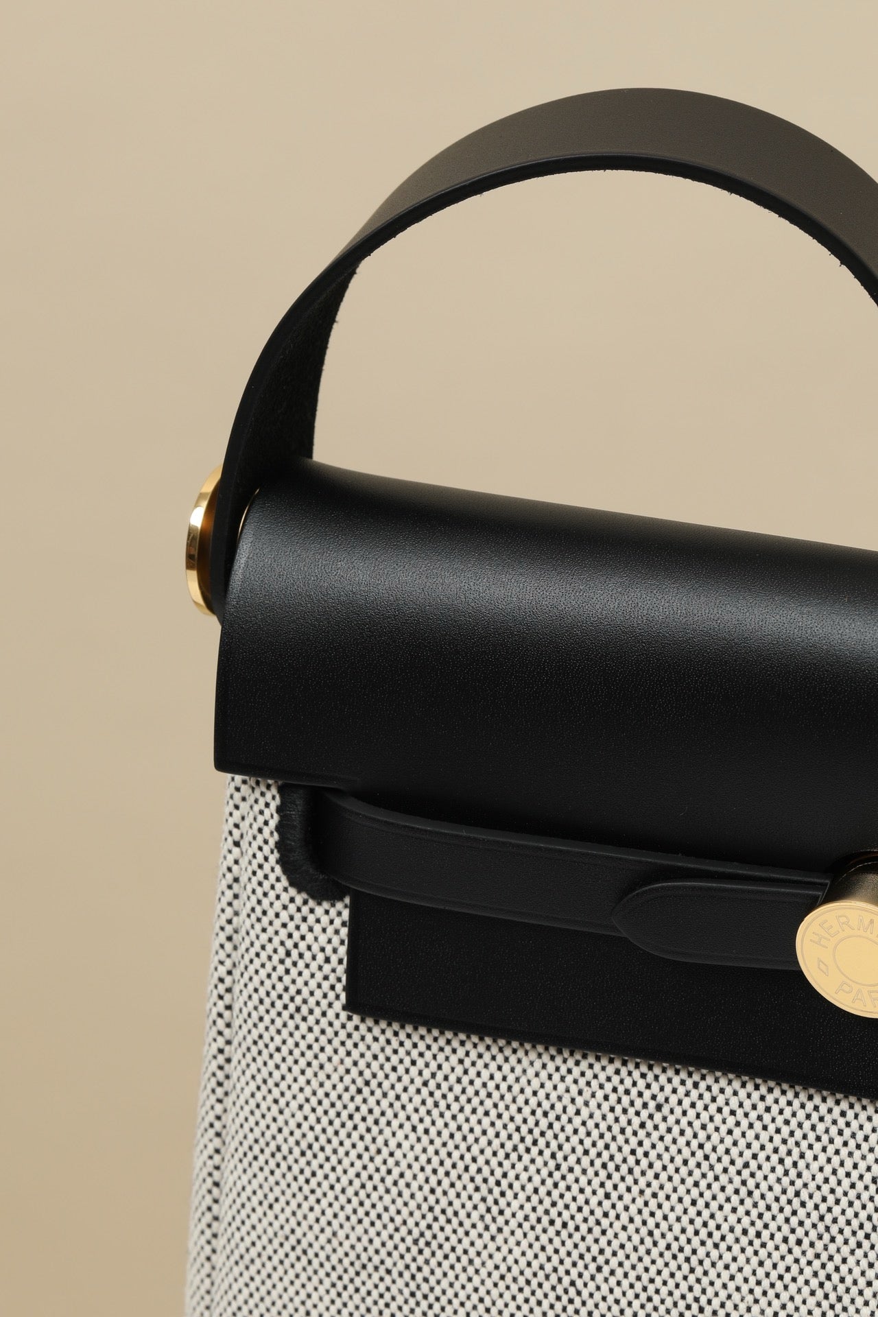 HB20 CK89 Black H Viking Canvas and Hunter Leather Shoulder Bag GHW #4630