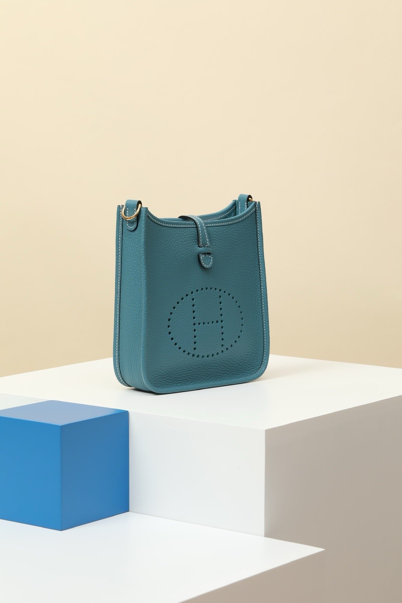 YF16 D2 New Denim Blue Clemence bull leather crossbody bag  ,GHW#4430