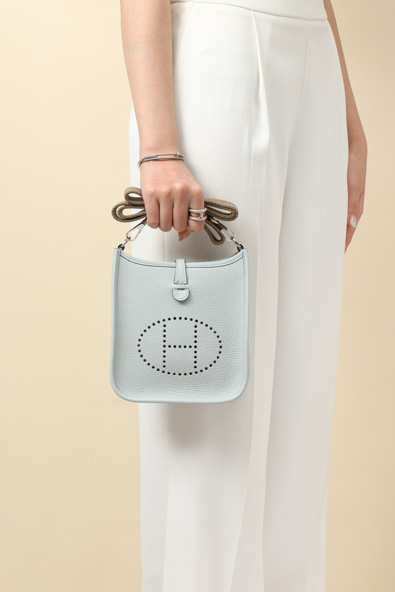 YF16 08 Holy Grail Blue ,Clemence bull leather crossbody bag  , PHW #4416