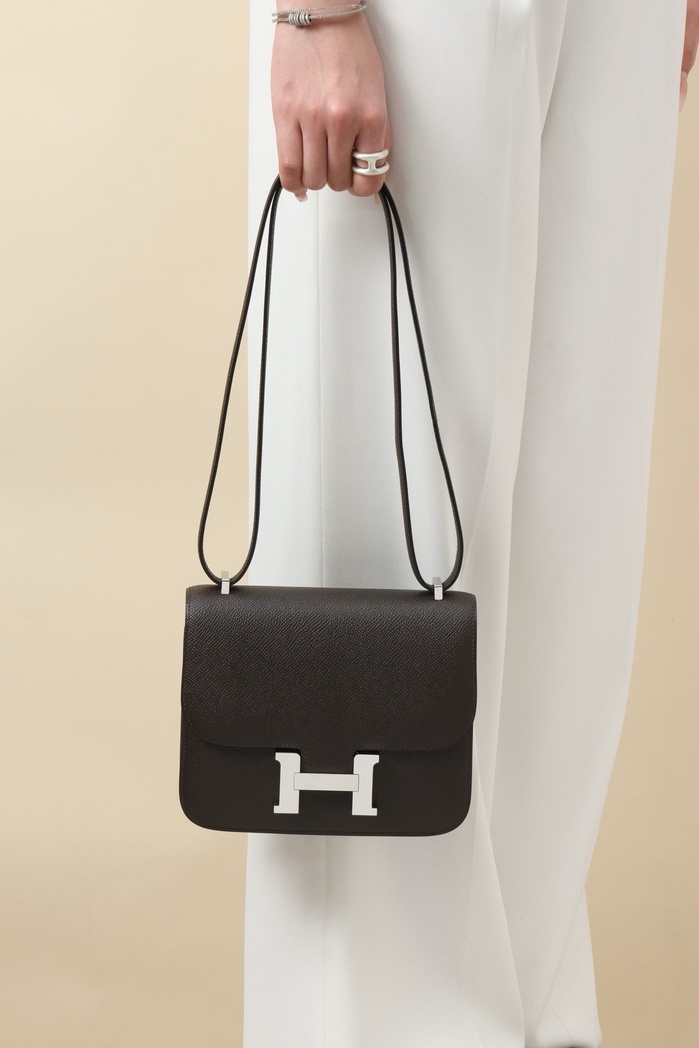 CJ19 19 cm ,  Bark Brown Epsom leather PHW #4310