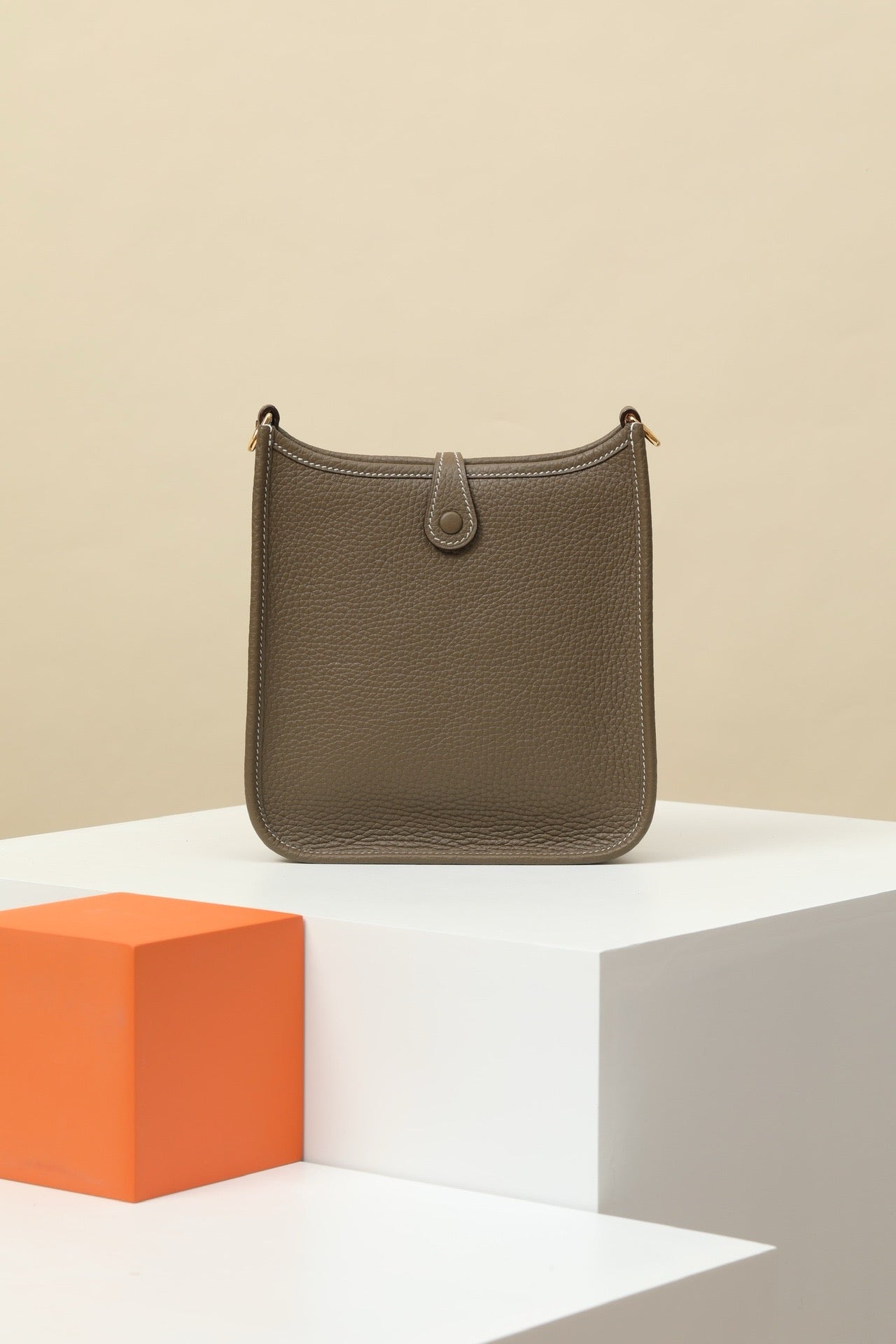 YF16 CK18 Elephant Grey , Clemence bull leather crossbody bag  , GHW #4398