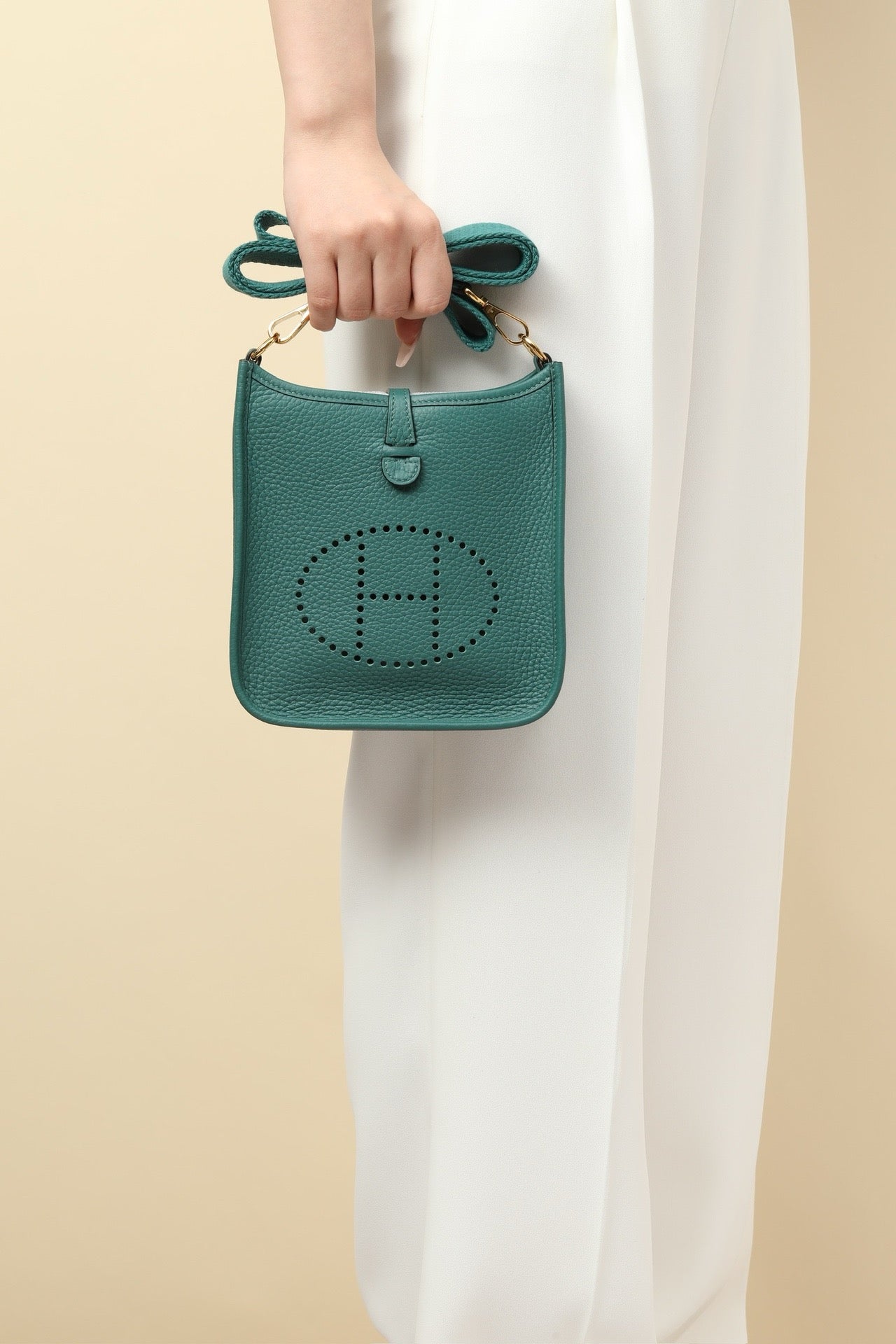 YF16 6Z Peacock Green Clemence bull leather crossbody bag  ,GHW#4437