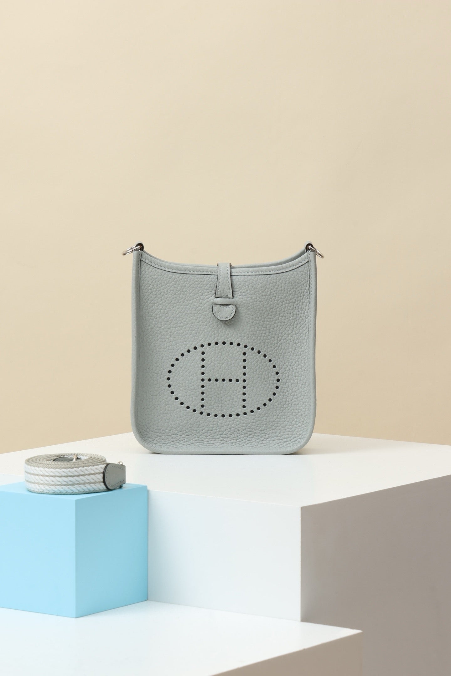 YF16 8U Glacier Blue , Clemence bull leather crossbody bag  , PHW #4395