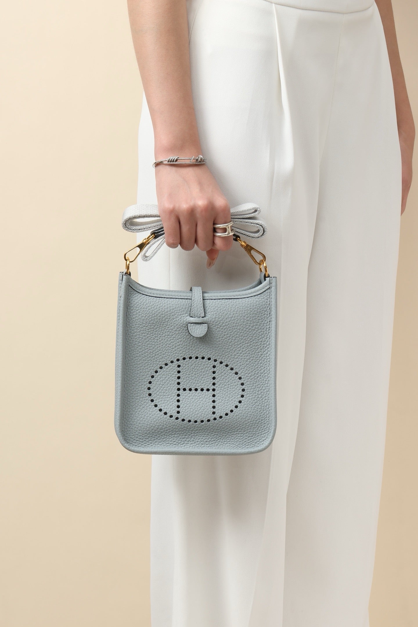 YF16 8U Glacier Blue , Clemence bull leather crossbody bag  , PHW #4396