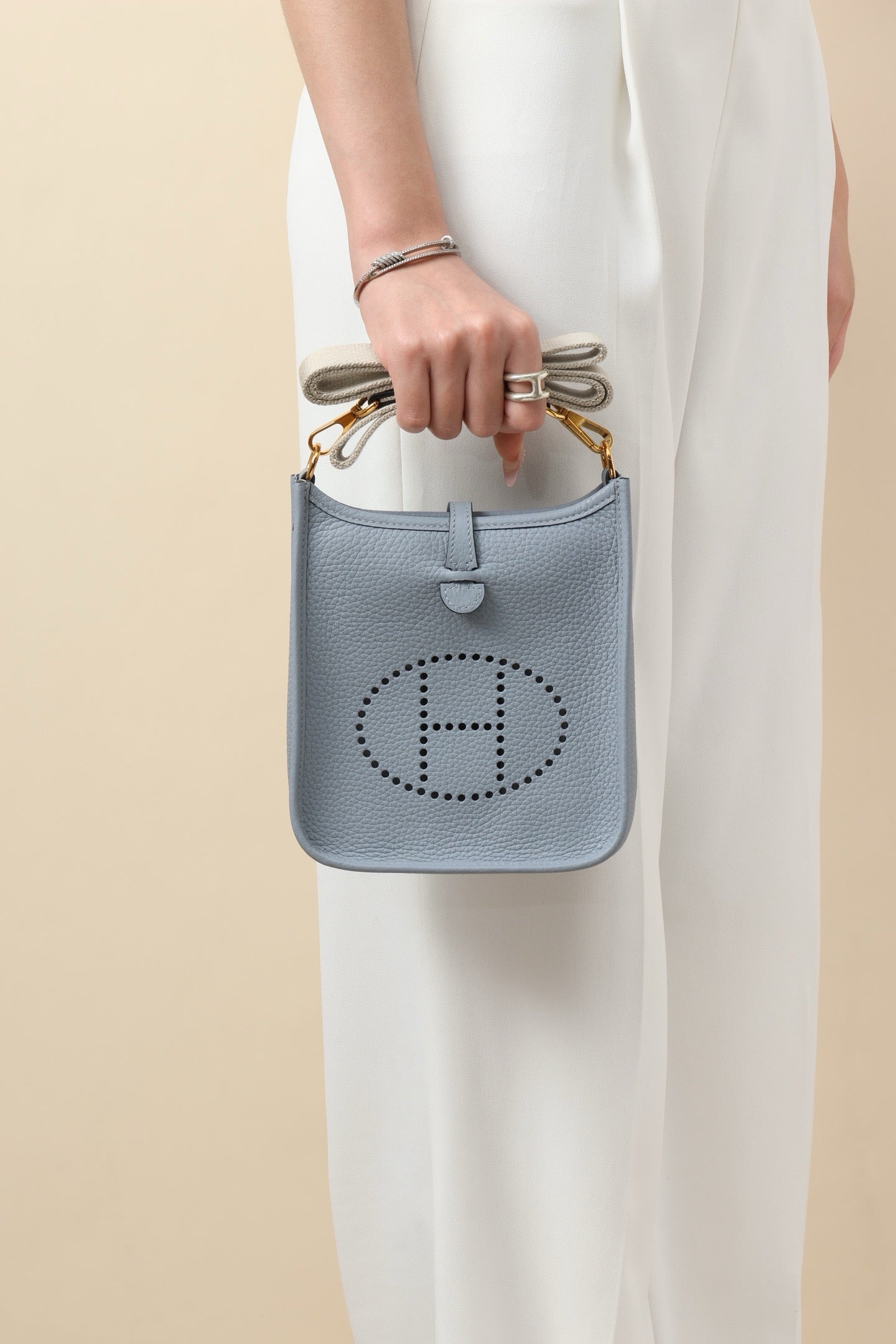 YF16 J7 Aegean Blue, Clemence bull leather crossbody bag  , GHW #4407