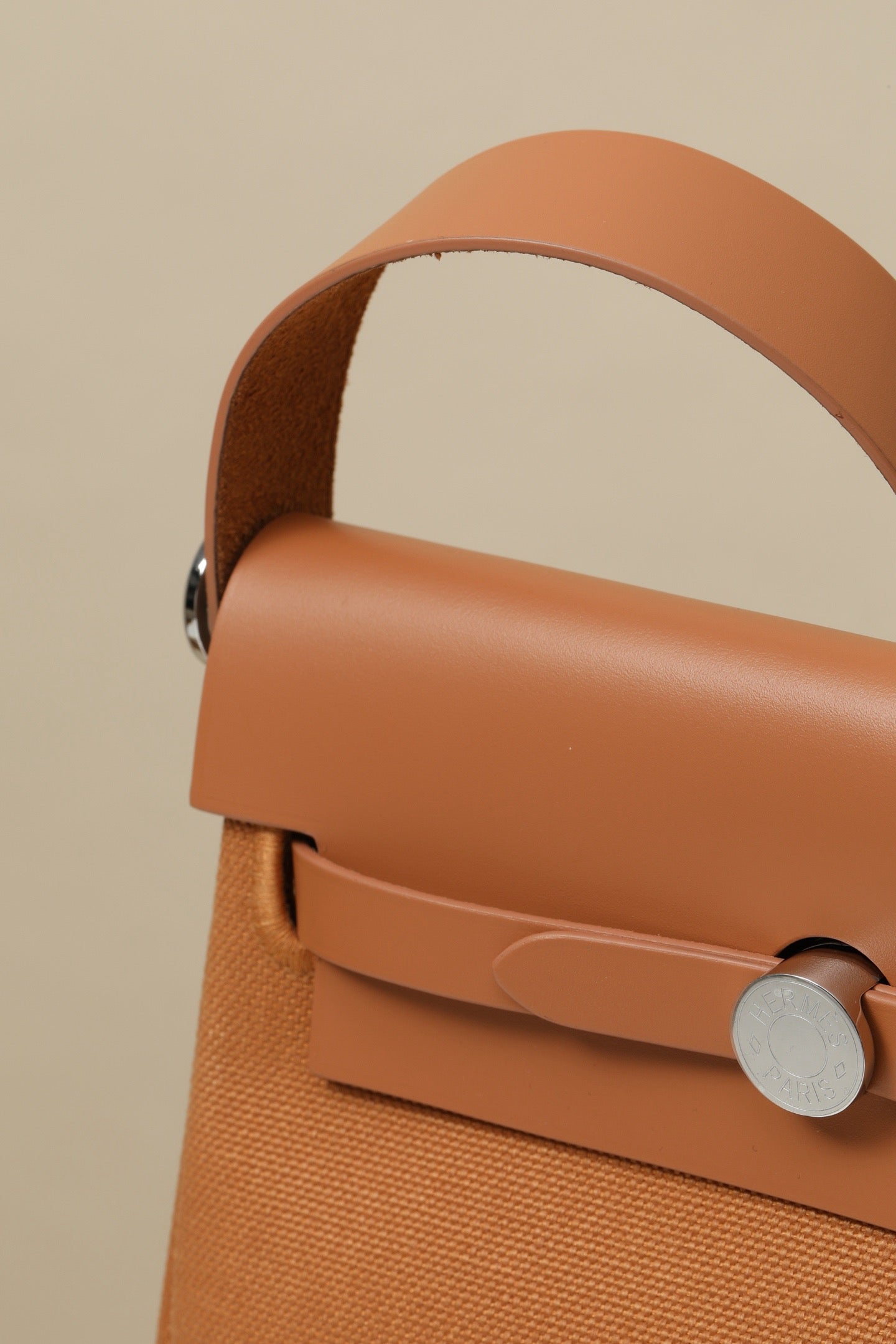 HB20 Naturel Sable H Viking Canvas and Hunter Leather Shoulder Bag PHW #4644