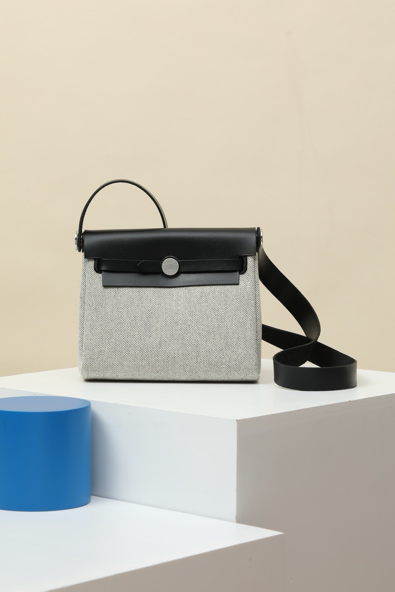 HB20 CK89 Black H Viking Canvas and Hunter Leather Shoulder Bag PHW #4631