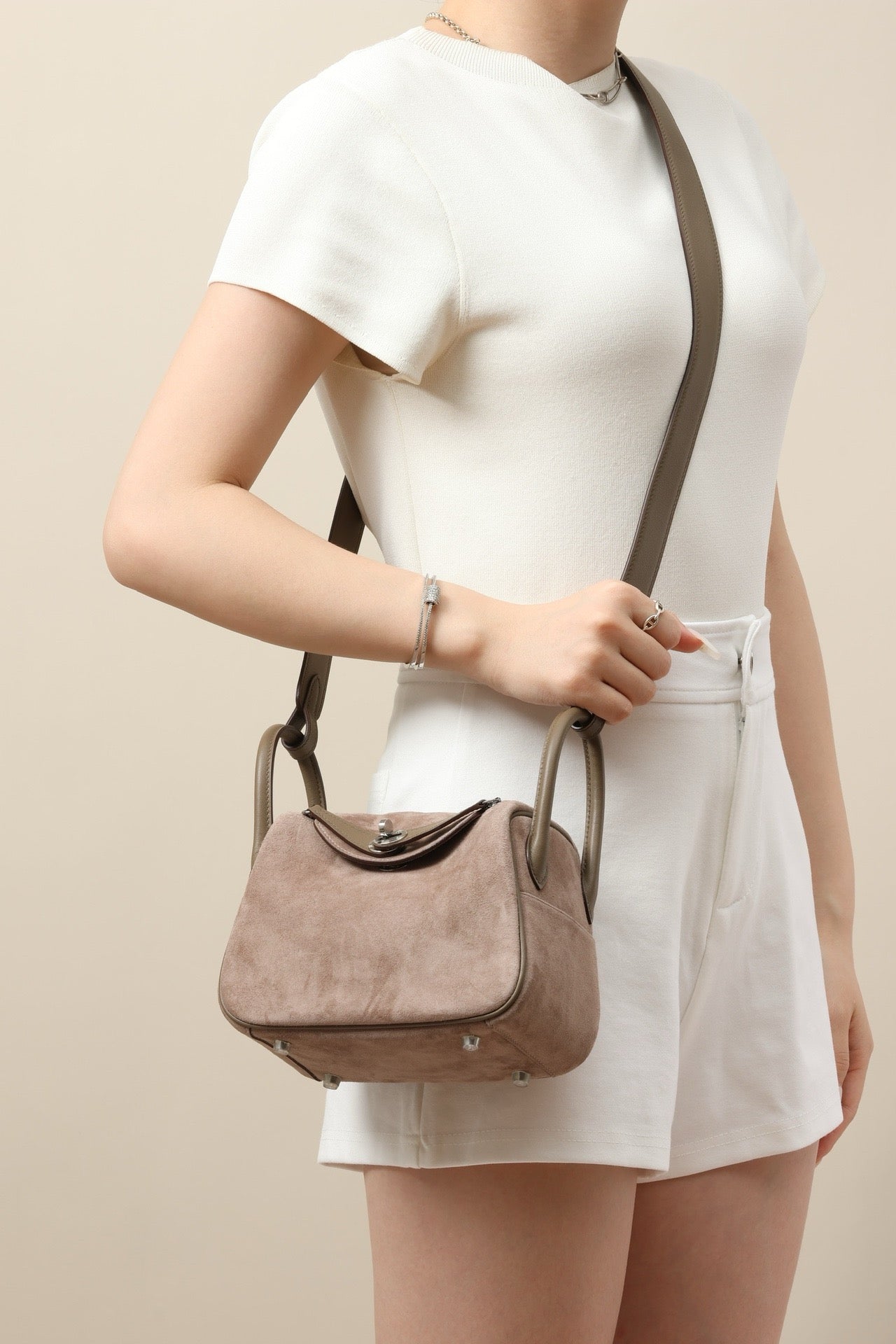 LD19 , Swift leather combined with suede CK18 Etoupe (Elephant Grey) PHW#4628