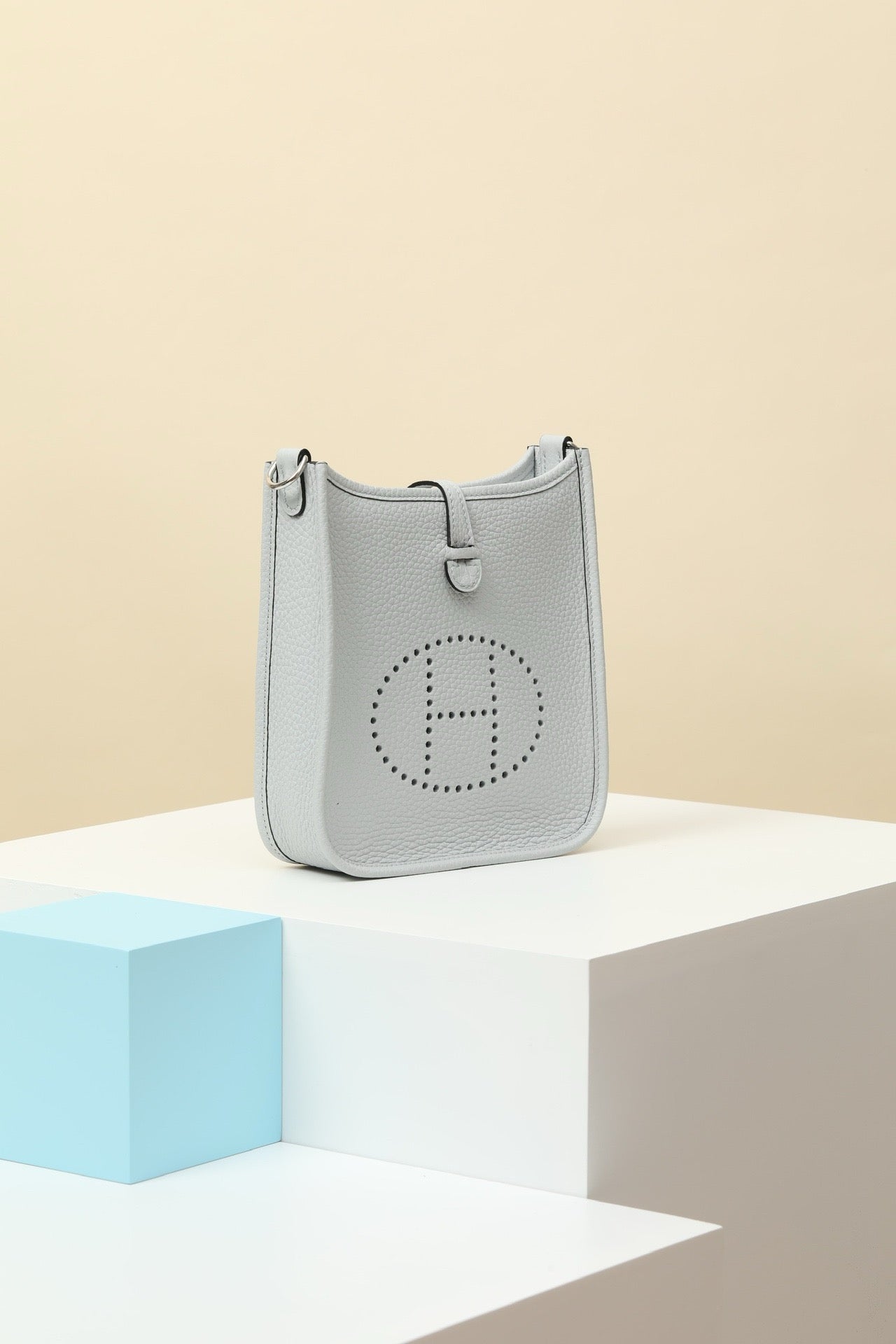 YF16 08 Holy Grail Blue ,Clemence bull leather crossbody bag  , PHW #4417