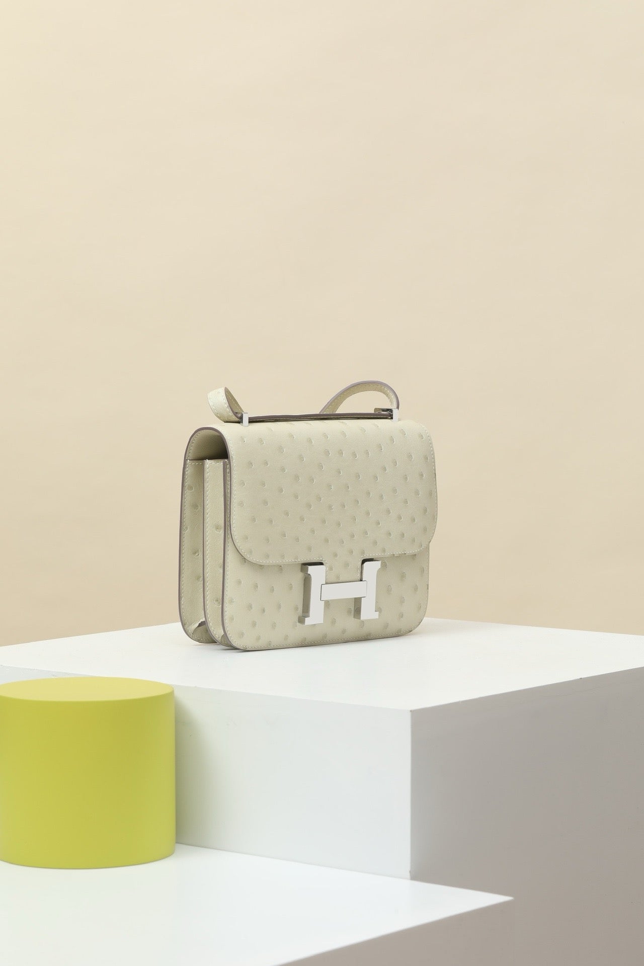 CJG24 ,  8L Glacier White  Ostrich leather  PHW #4381