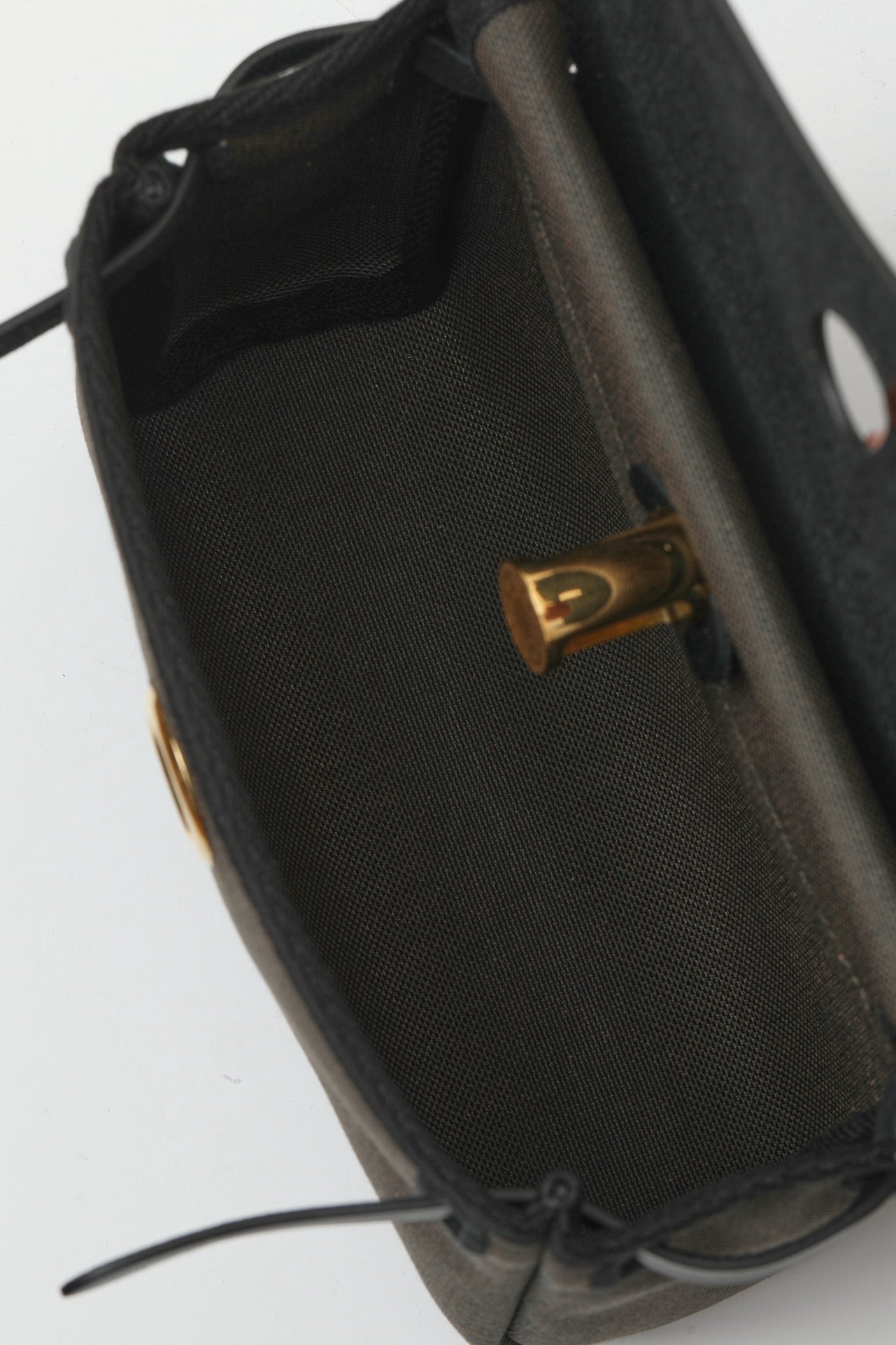 HB20 CK89 Black / Bronze Green  H Viking Canvas and Hunter Leather Shoulder Bag GHW #4634