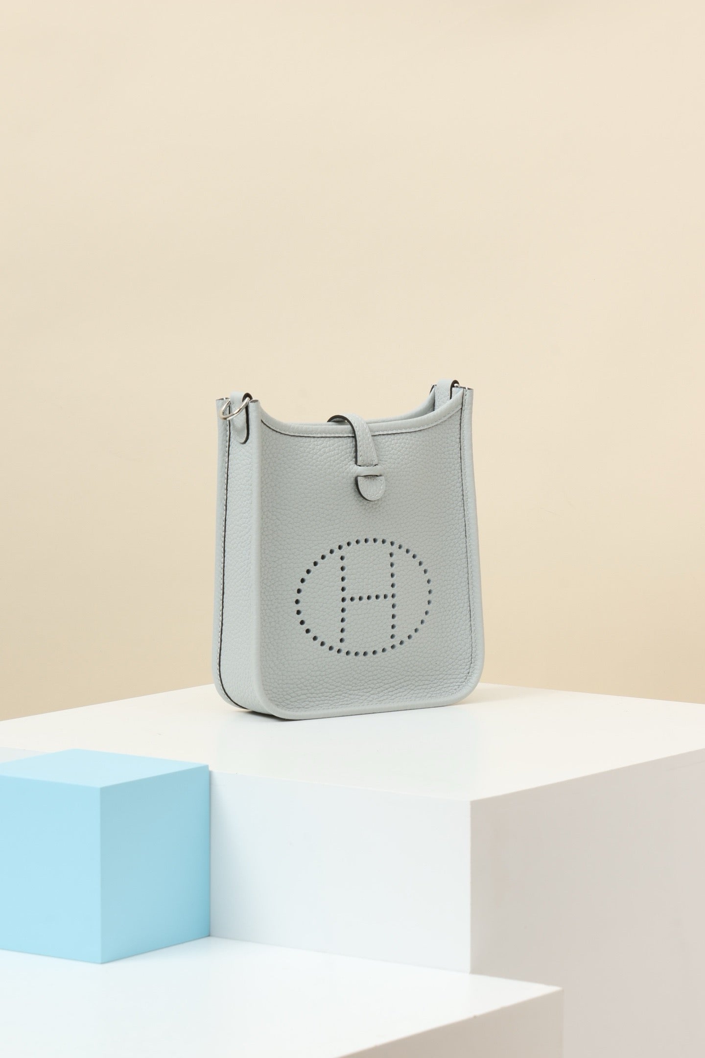 YF16 08 Holy Grail Blue ,Clemence bull leather crossbody bag  , PHW #4411