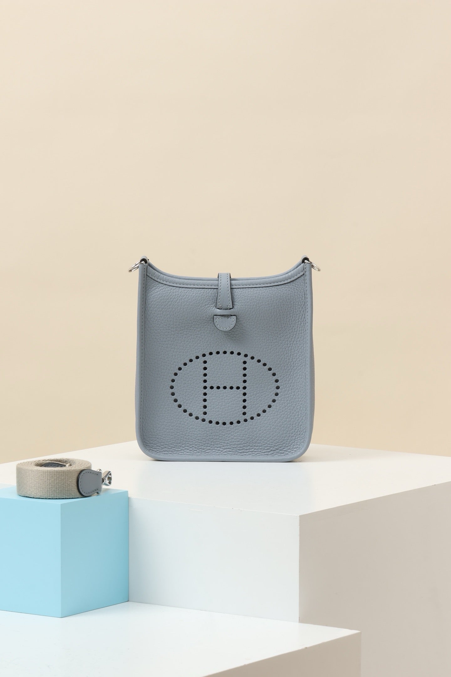 YF16 J7 Aegean Blue, Clemence bull leather crossbody bag  , PHW #4408