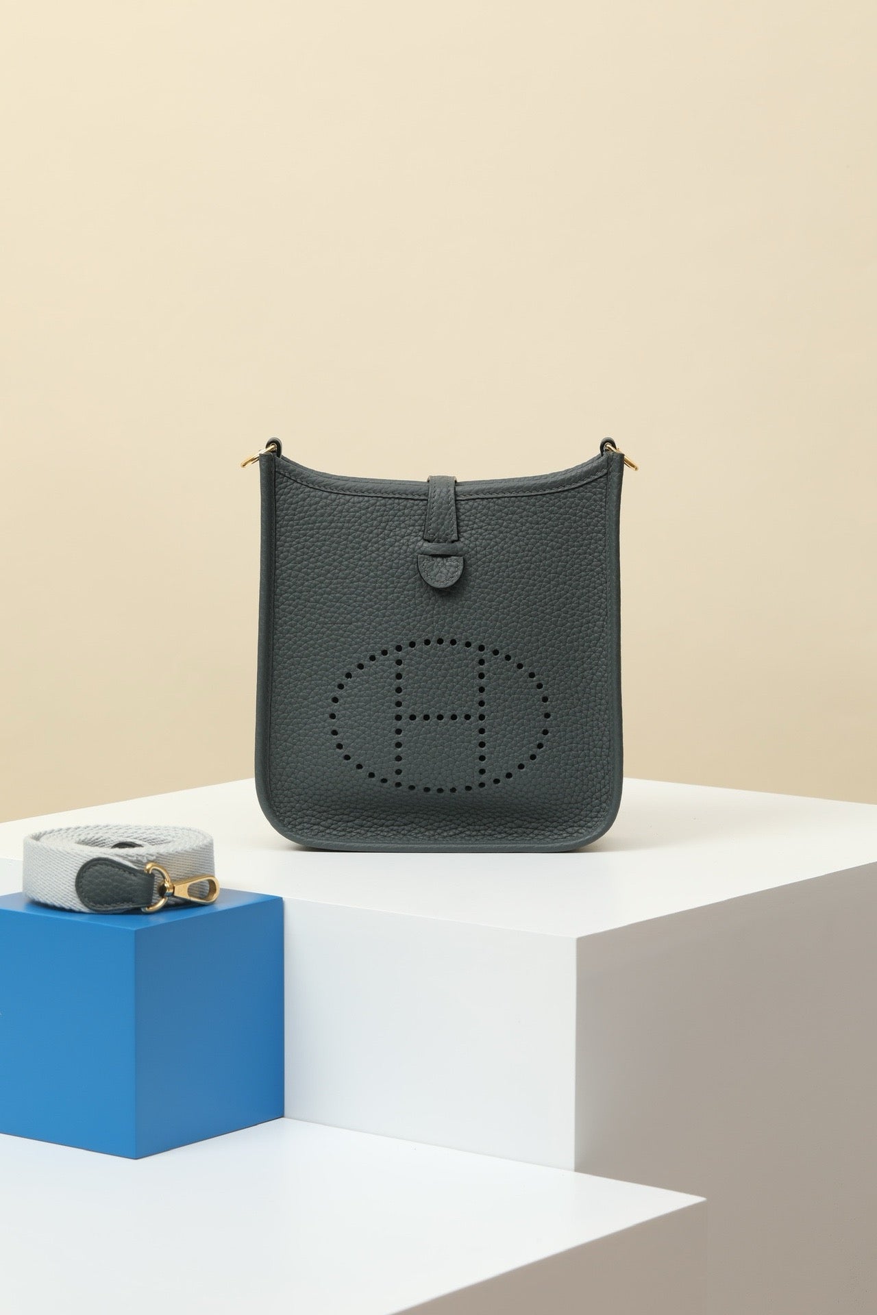 YF16 N7 Storm Blue ,Clemence bull leather crossbody bag  , GHW #4421