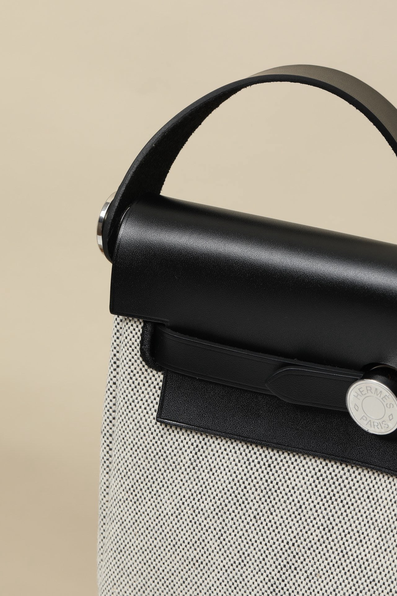 HB20 CK89 Black H Viking Canvas and Hunter Leather Shoulder Bag PHW #4631