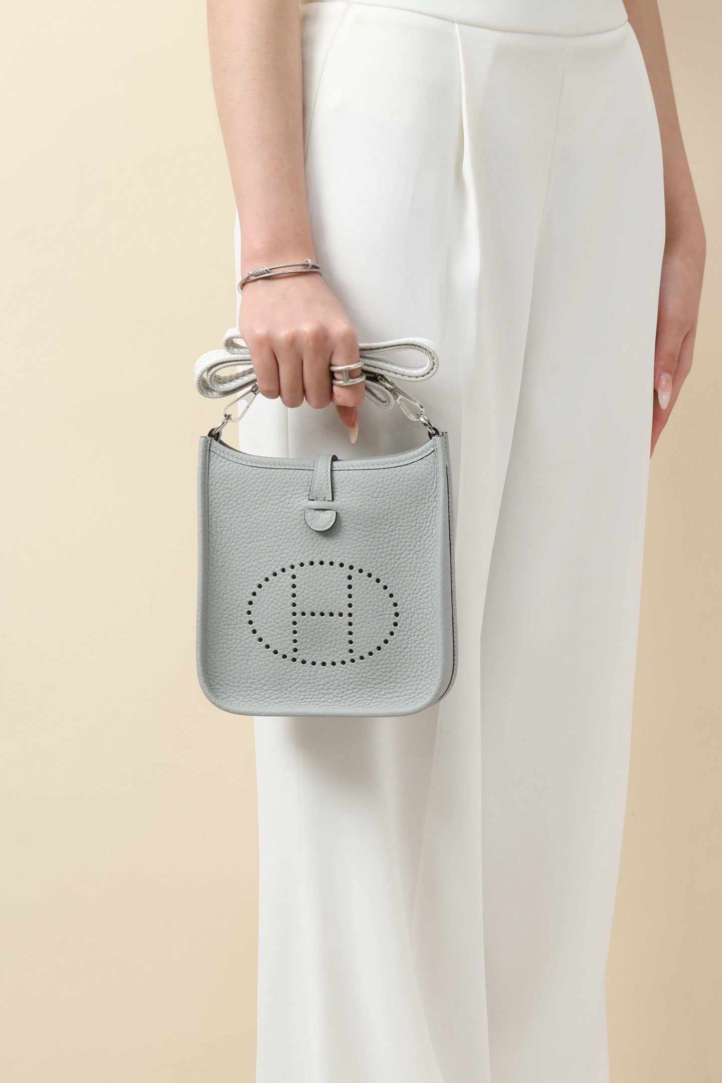 YF16 8U Glacier Blue , Clemence bull leather crossbody bag  , PHW #4395