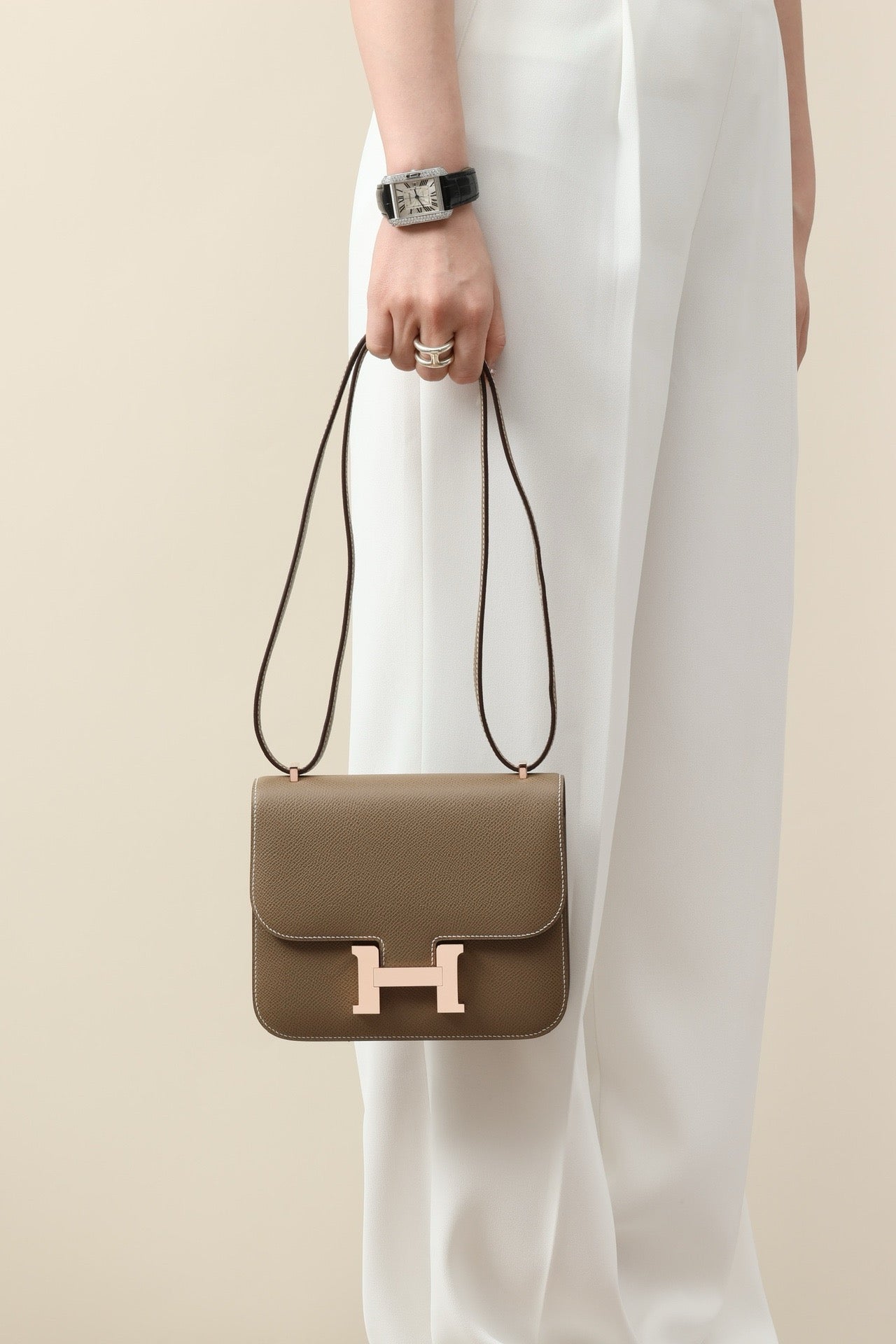 CJ19 19 cm , Elephant Grey Epsom leather Rose Gold Hardware#4317