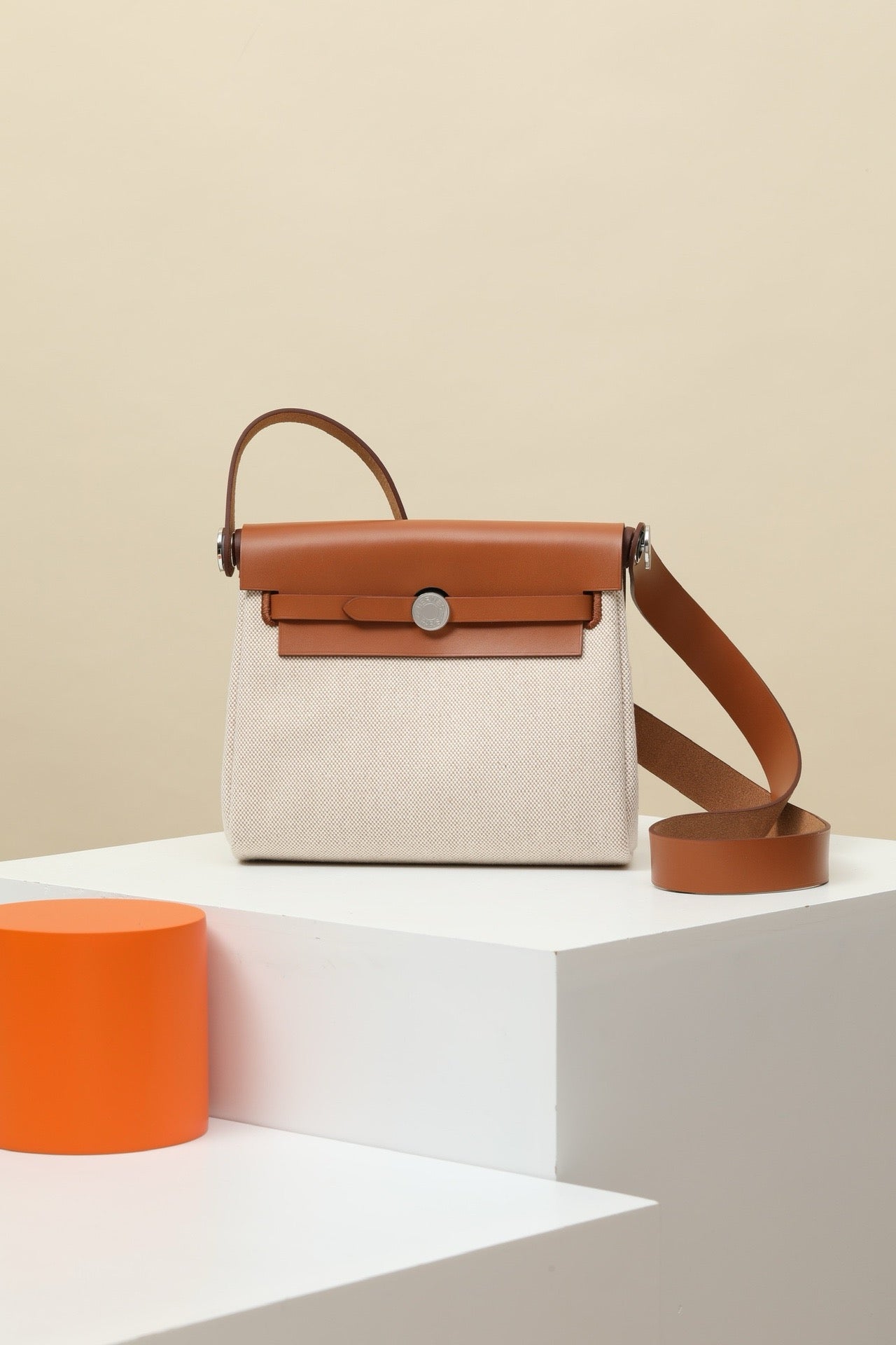 HB20 CK37 Gold H Viking Canvas and Hunter Leather Shoulder Bag PHW #4636