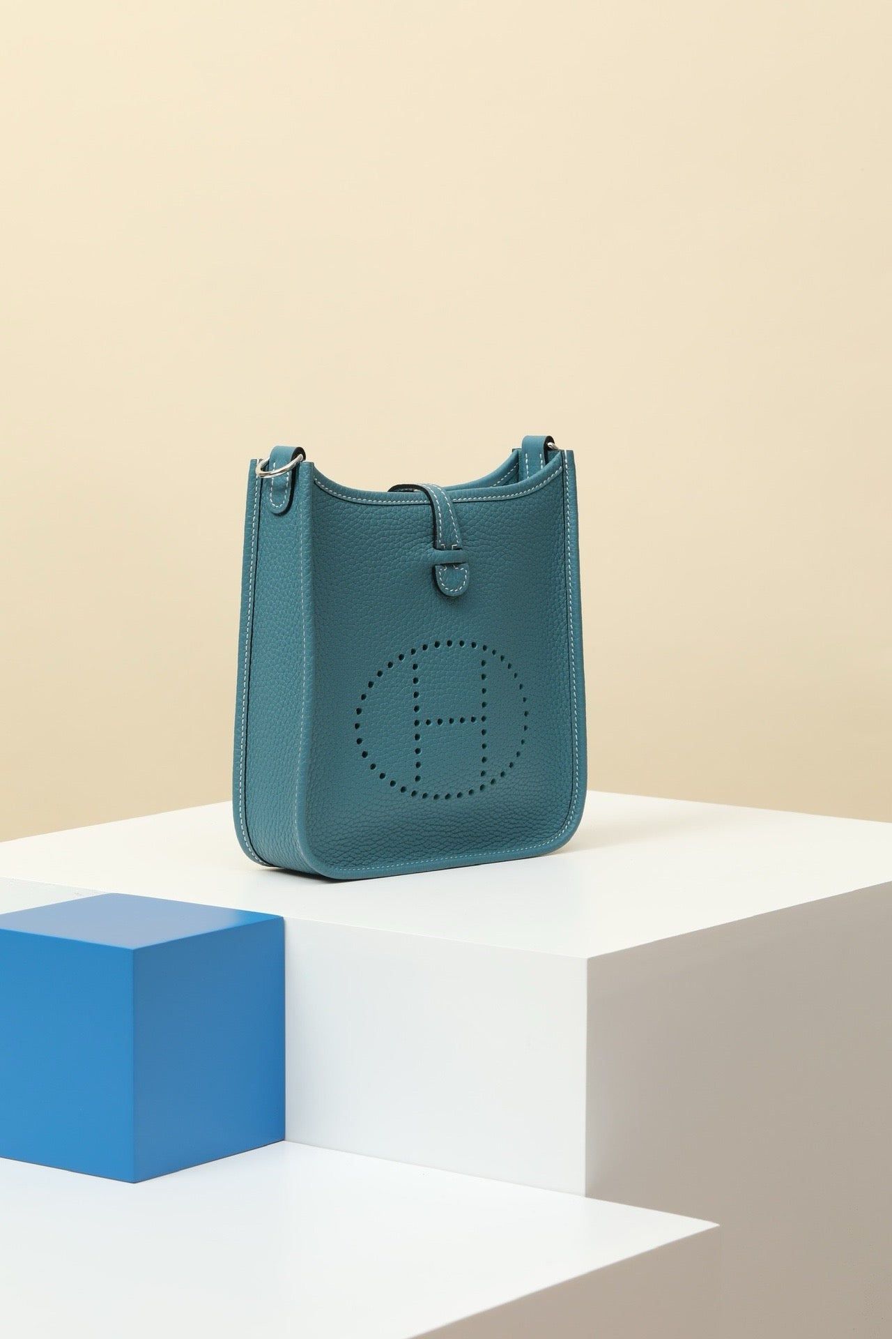 YF16 D2 New Denim Blue Clemence bull leather crossbody bag  , PHW #4429