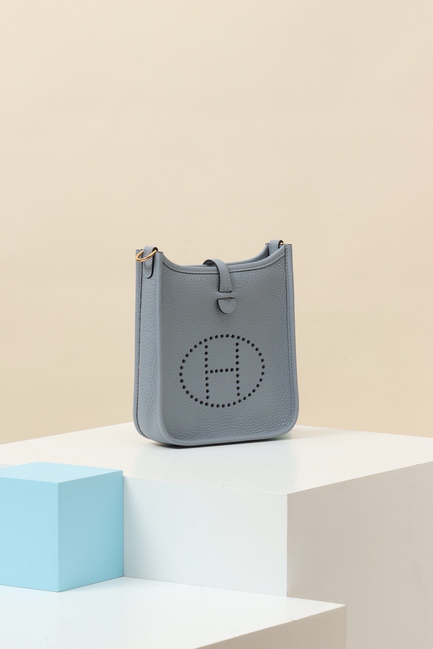 YF16 J7 Aegean Blue, Clemence bull leather crossbody bag  , GHW #4407