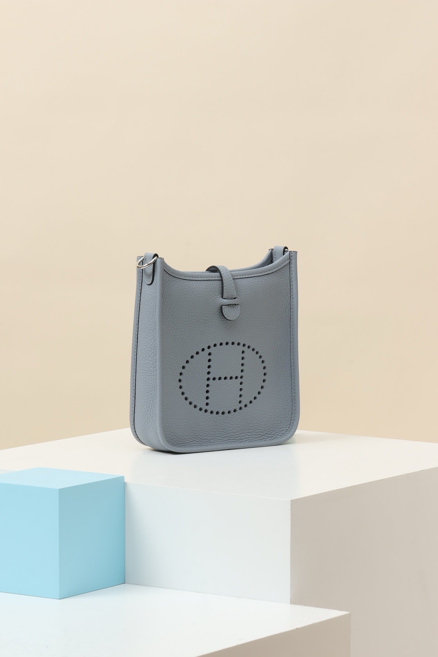 YF16 J7 Aegean Blue, Clemence bull leather crossbody bag  , PHW #4408