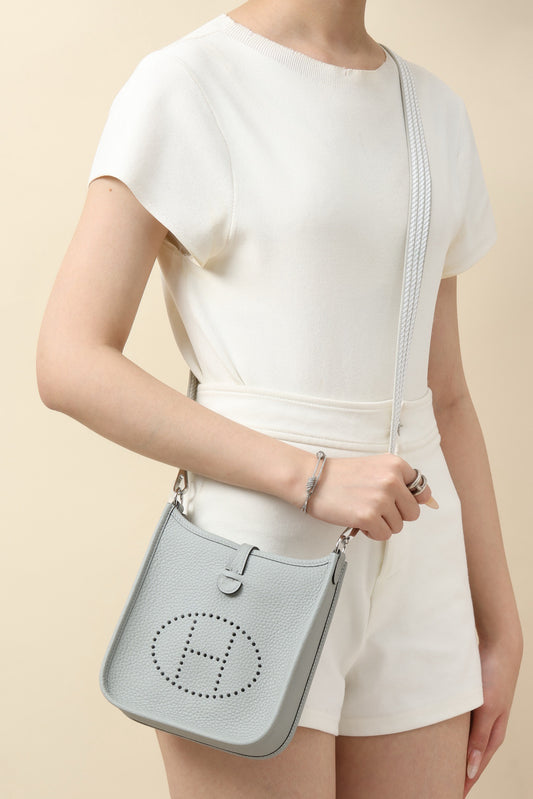 YF16 8U Glacier Blue , Clemence bull leather crossbody bag  , PHW #4395