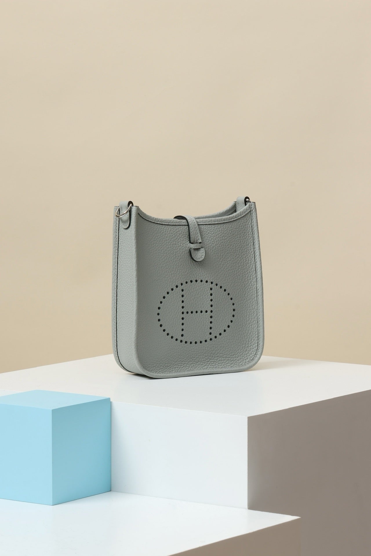 YF16 8U Glacier Blue ,Clemence bull leather crossbody bag  , PHW #4413