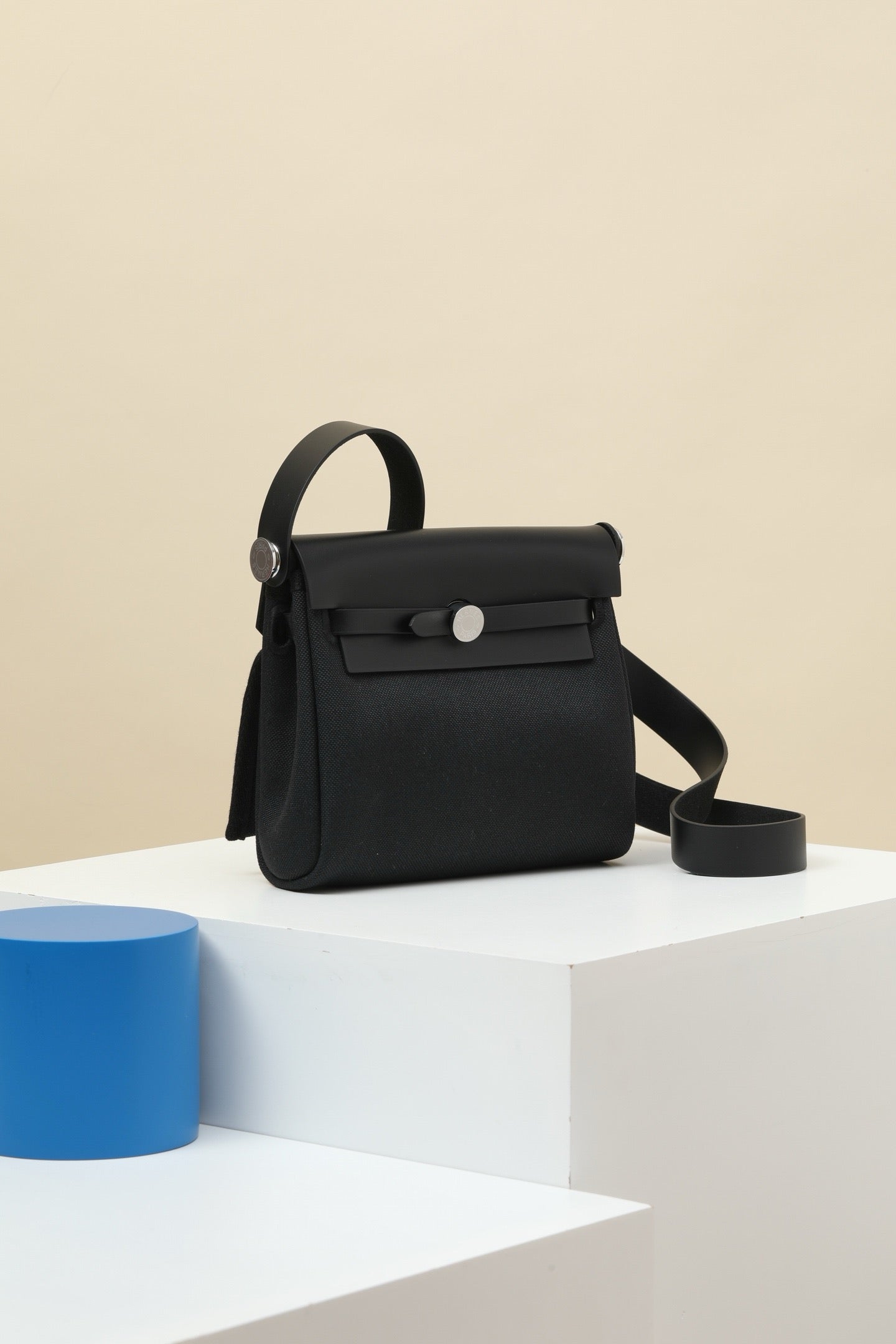 HB20 CK89 Black H Viking Canvas and Hunter Leather Shoulder Bag PHW #4632