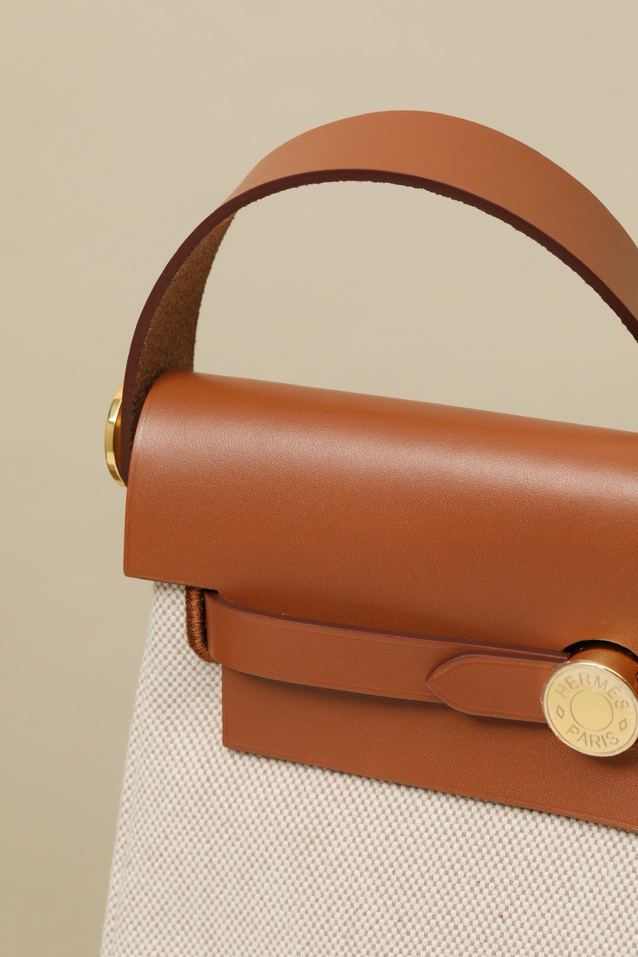 HB20 CK37 Gold H Viking Canvas and Hunter Leather Shoulder Bag GHW #4637