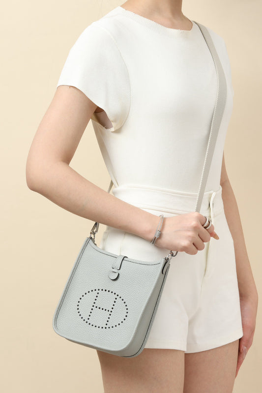 YF16 8U Glacier Blue ,Clemence bull leather crossbody bag  , PHW #4413