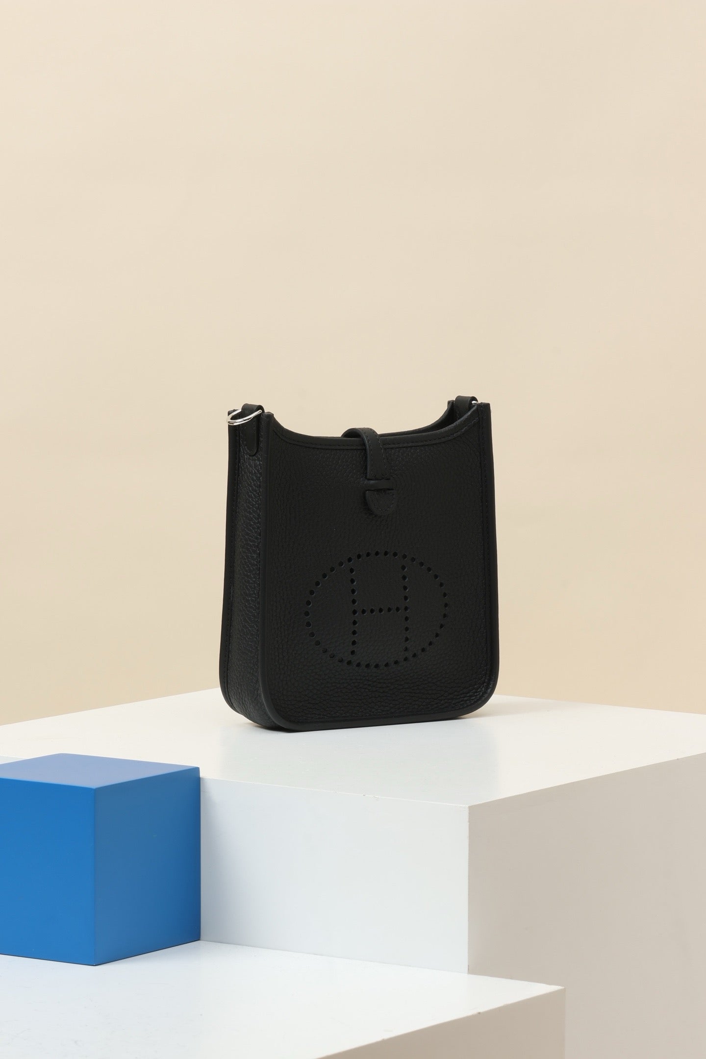 YF16 CK89 Black , Clemence bull leather crossbody bag  , PHW #4397