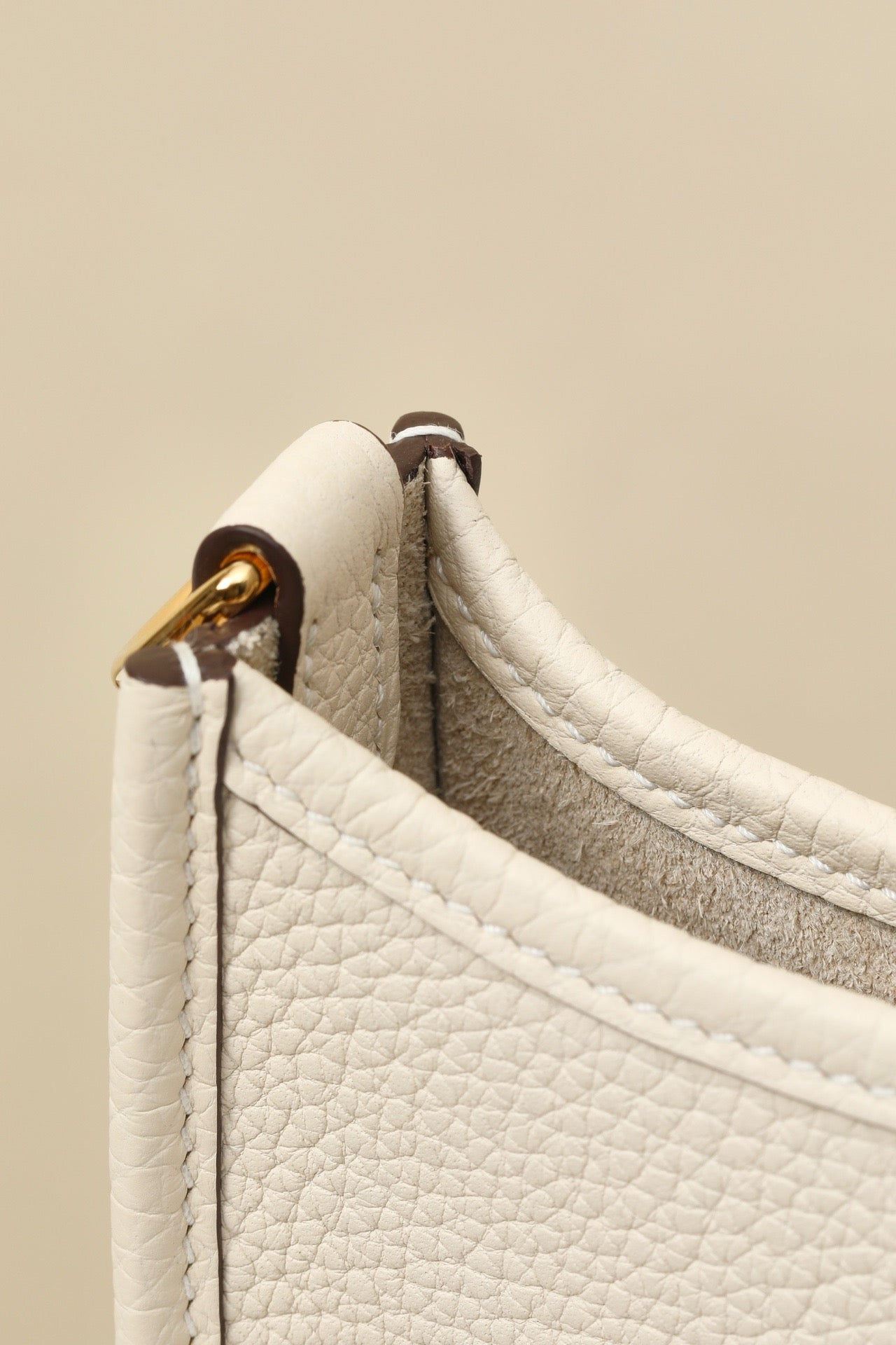 YF16 CC10 Milkshake White Clemence bull leather crossbody bag  ,PHW#4432