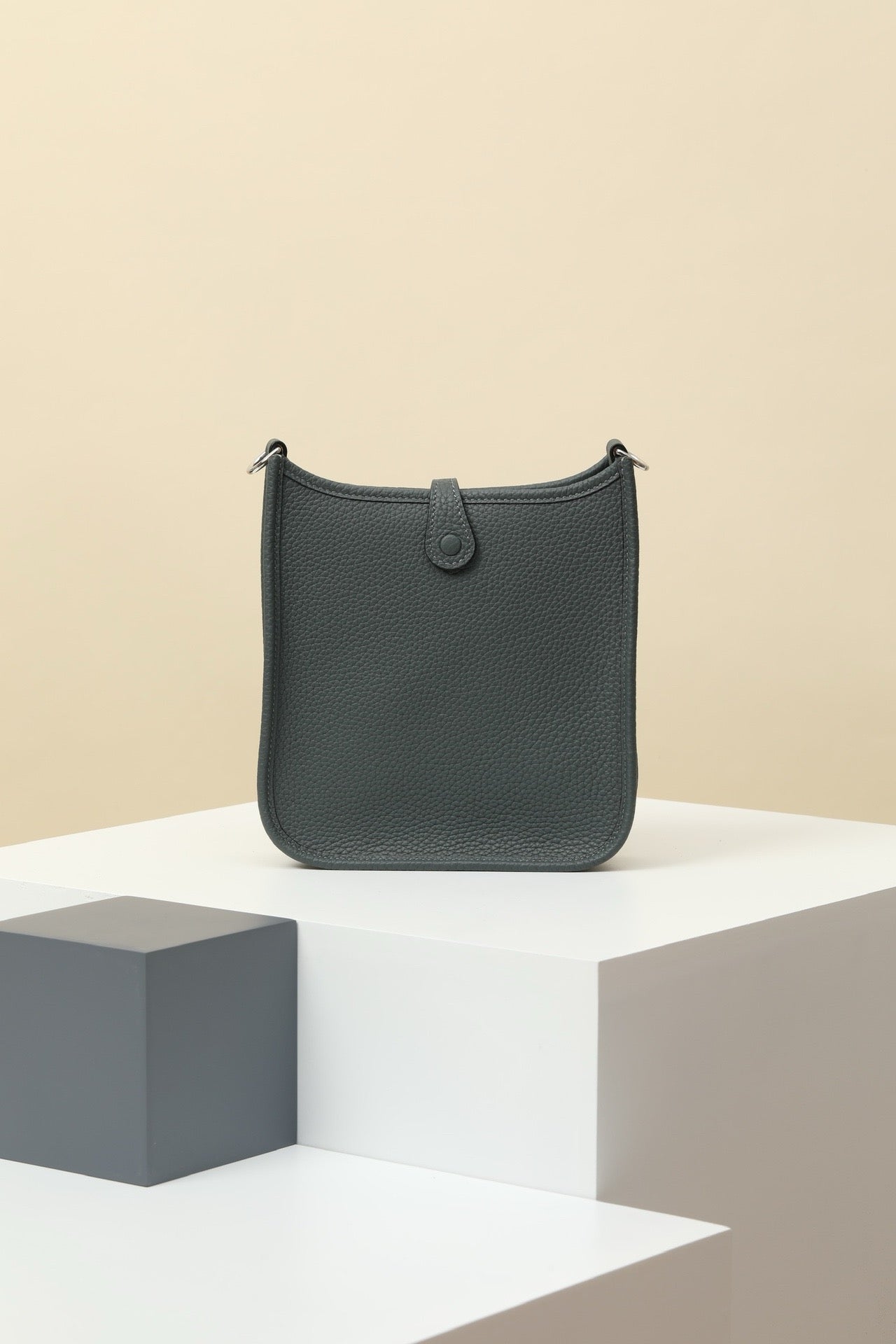 YF16 H0 Smog Grey ,Clemence bull leather crossbody bag  , PHW #4423