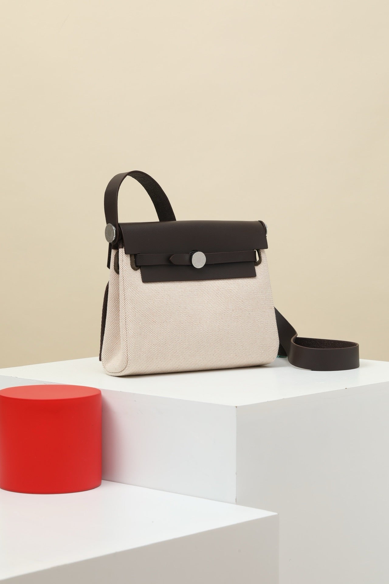 HB20 46 Ebony H Viking Canvas and Hunter Leather Shoulder Bag PHW #4639