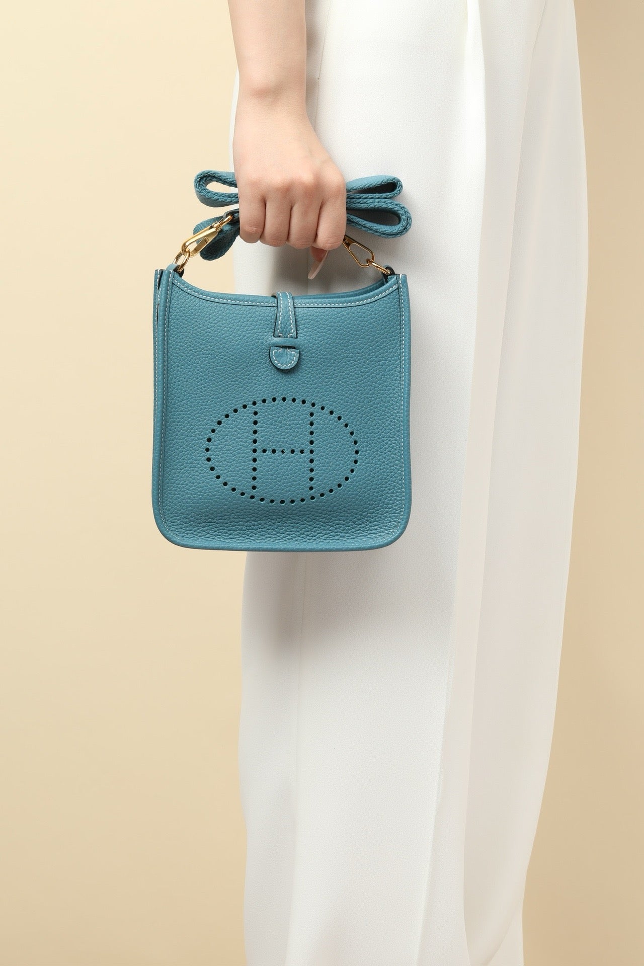 YF16 D2 New Denim Blue Clemence bull leather crossbody bag  ,GHW#4430