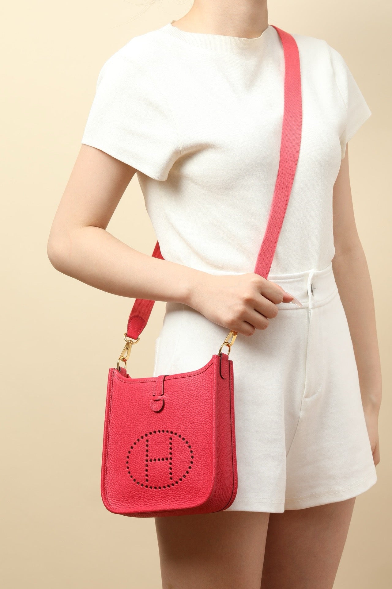 YF16 I6 Ultimate PinkClemence bull leather crossbody bag  ,PHW#4441