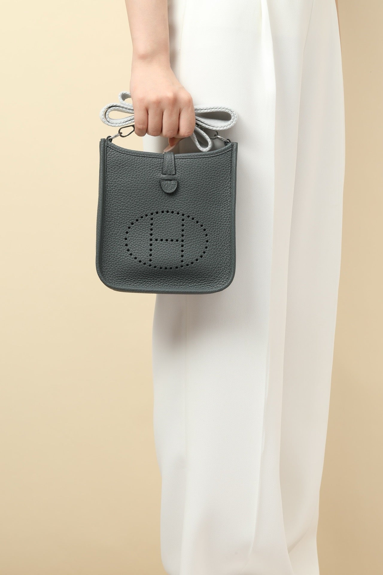 YF16 N7 Storm Blue ,Clemence bull leather crossbody bag  , PHW #4422