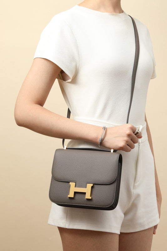 CJ19 19 cm , Pewter Grey Epsom leather GHW #4330