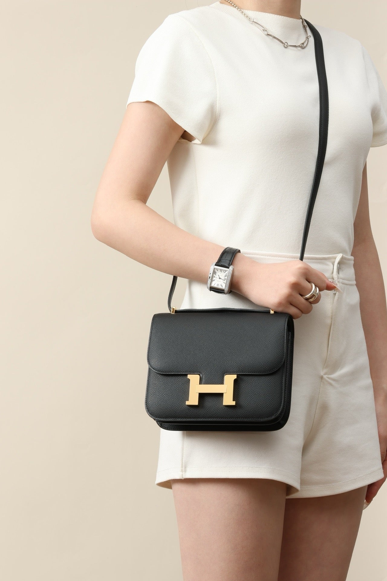 CJ19 19 cm , Black Epsom leather PHW #4296