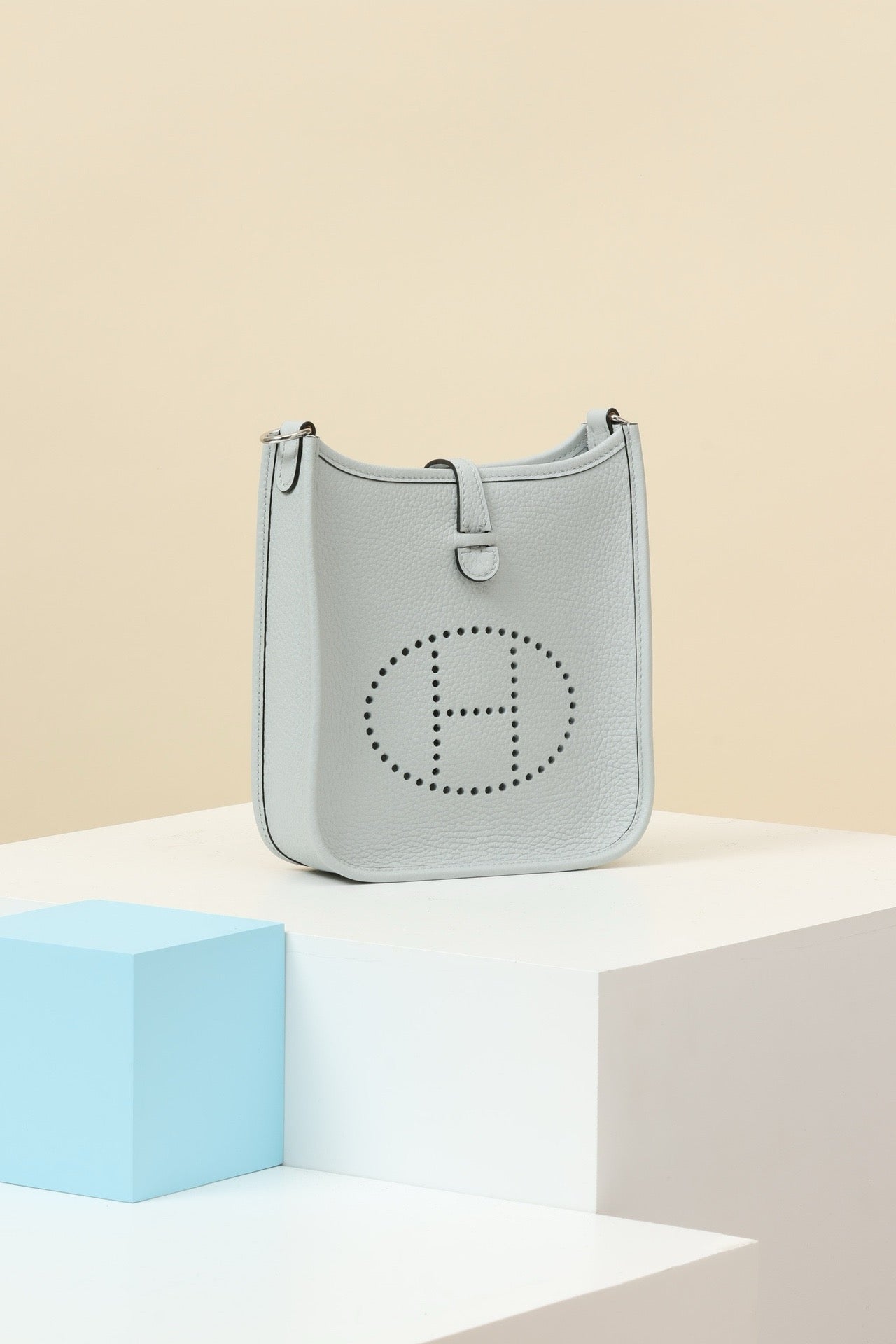 YF16 08 Holy Grail Blue ,Clemence bull leather crossbody bag  , PHW #4416