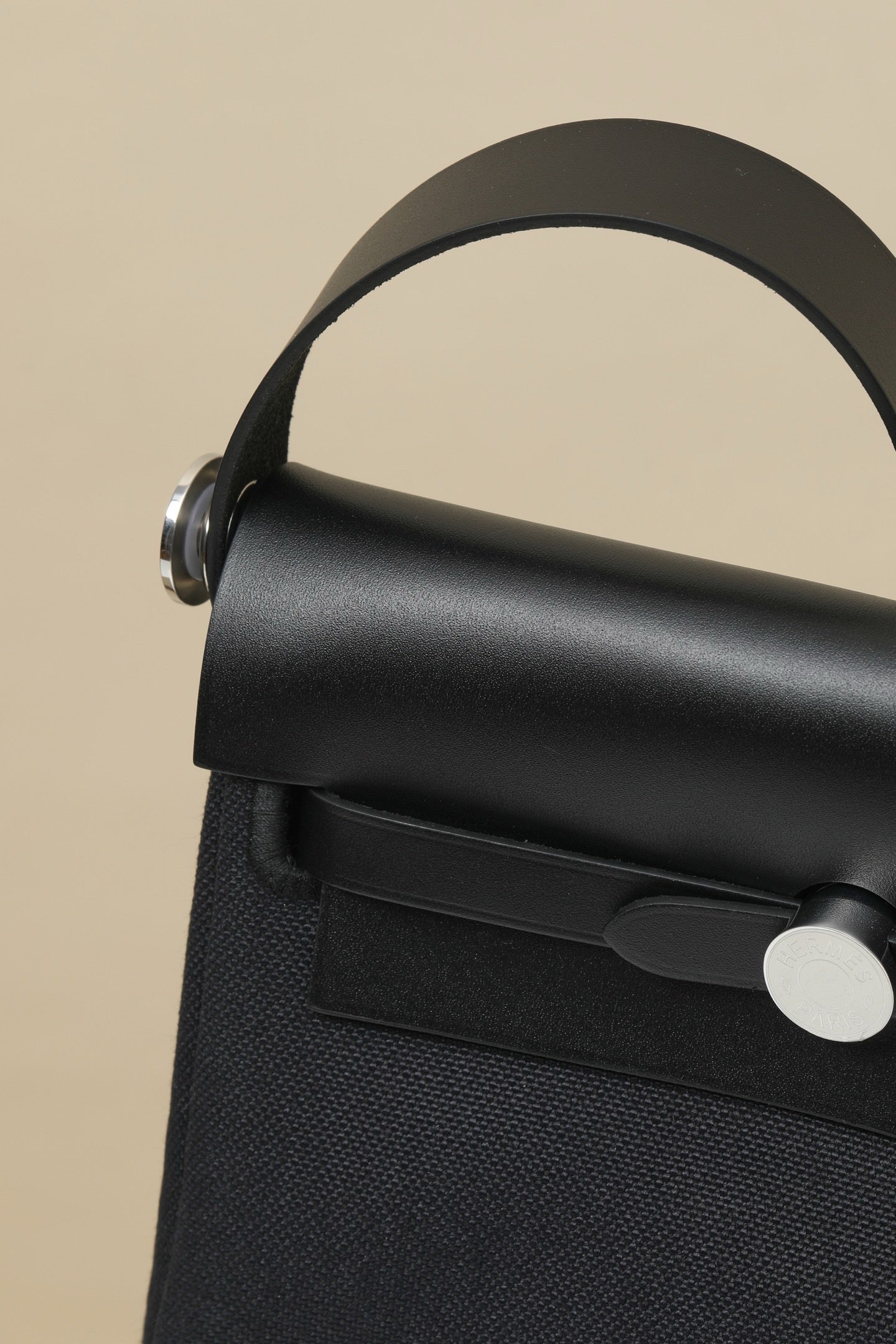 HB20 CK89 Black H Viking Canvas and Hunter Leather Shoulder Bag PHW #4632