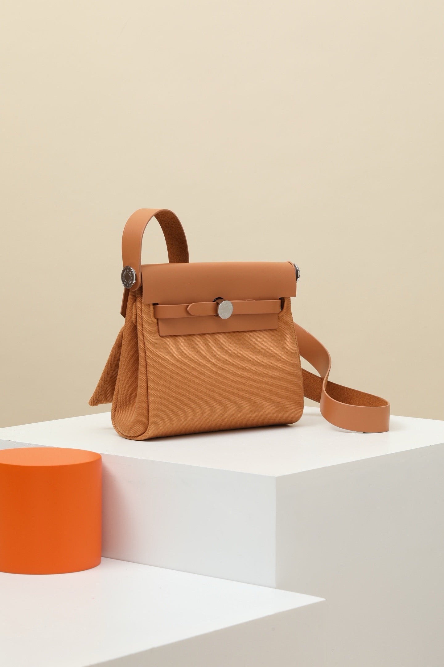 HB20 Naturel Sable H Viking Canvas and Hunter Leather Shoulder Bag PHW #4644