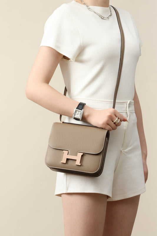 CJ19 19 cm , Elephant Grey Epsom leather Rose Gold Hardware#4317