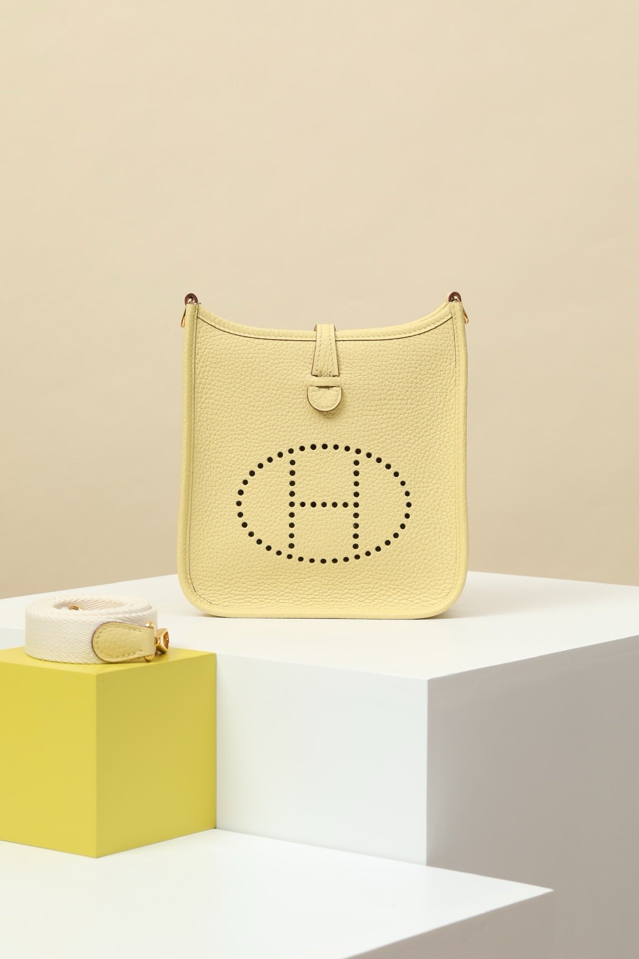 YF16 1Z Chick Yellow , Clemence bull leather crossbody bag  , GHW #4402