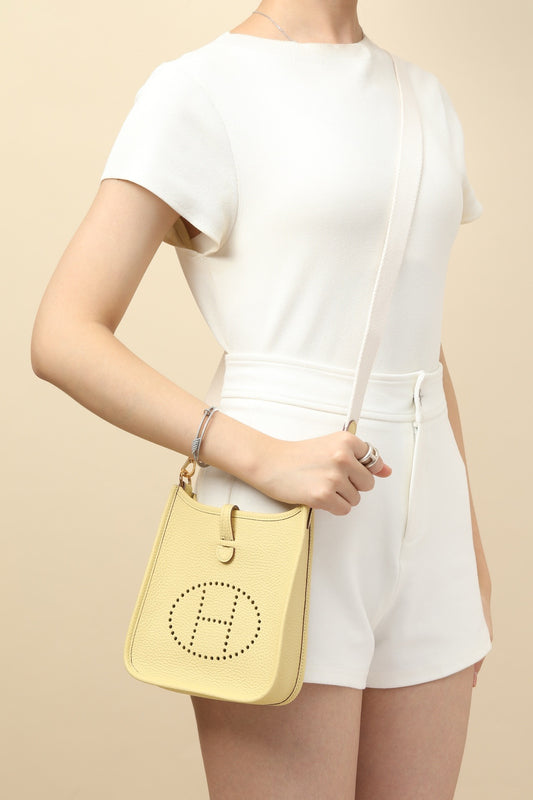 YF16 1Z Chick Yellow , Clemence bull leather crossbody bag  , GHW #4402