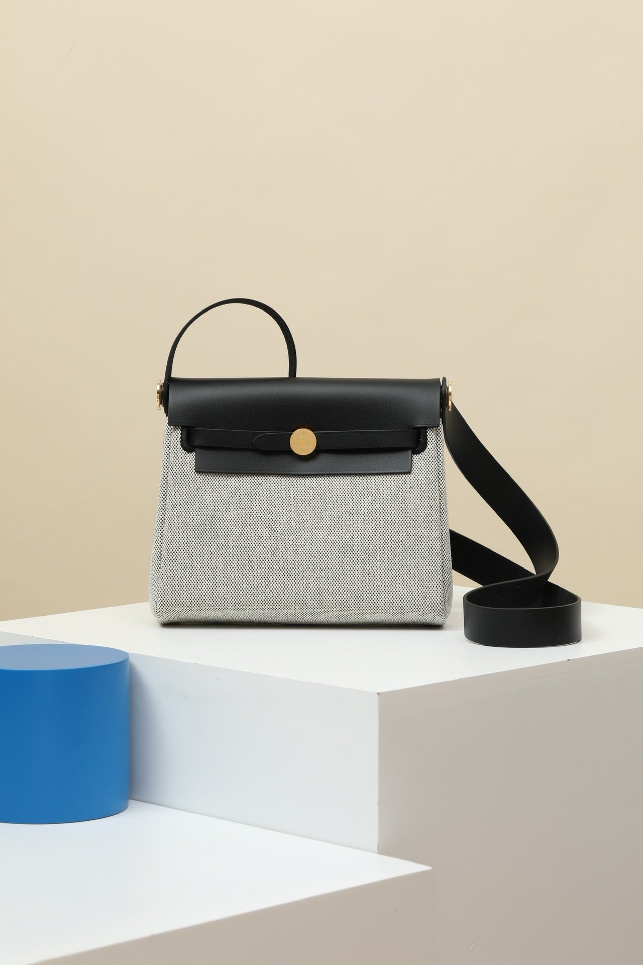 HB20 CK89 Black H Viking Canvas and Hunter Leather Shoulder Bag GHW #4630