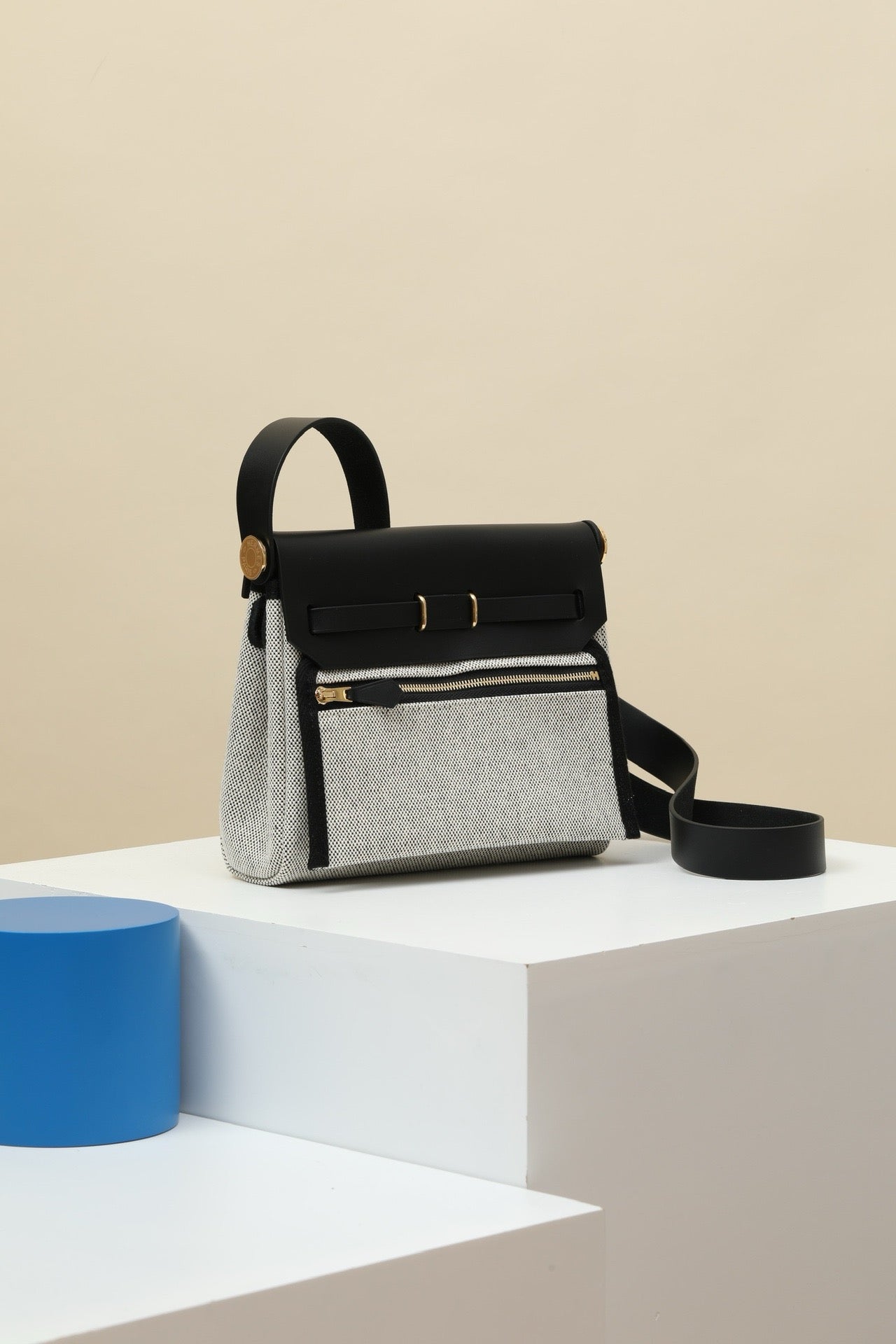 HB20 CK89 Black H Viking Canvas and Hunter Leather Shoulder Bag GHW #4630