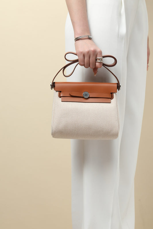 HB20 CK37 Gold H Viking Canvas and Hunter Leather Shoulder Bag PHW #4636