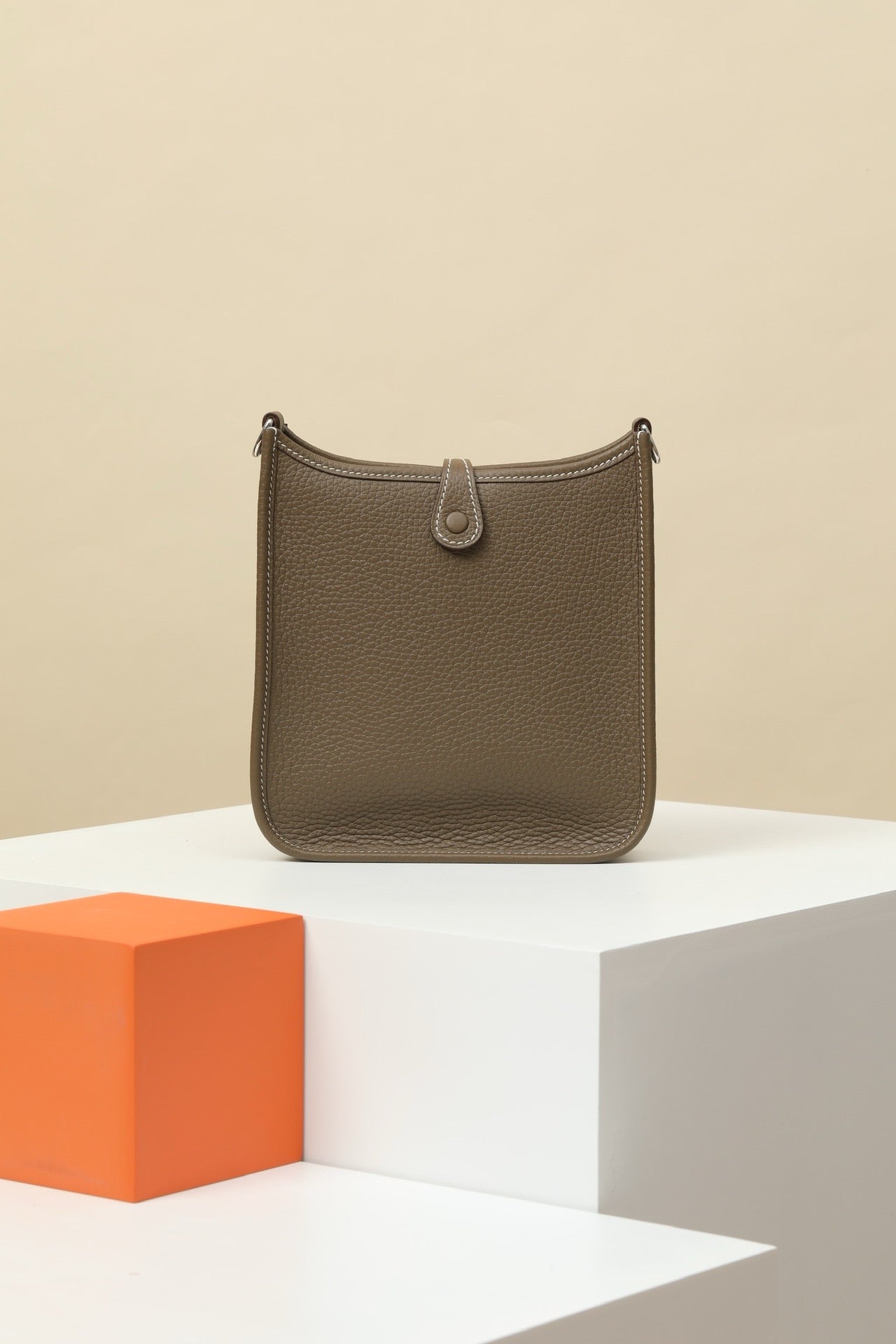 YF16 CK18 Elephant Grey , Clemence bull leather crossbody bag  , PHW #4399